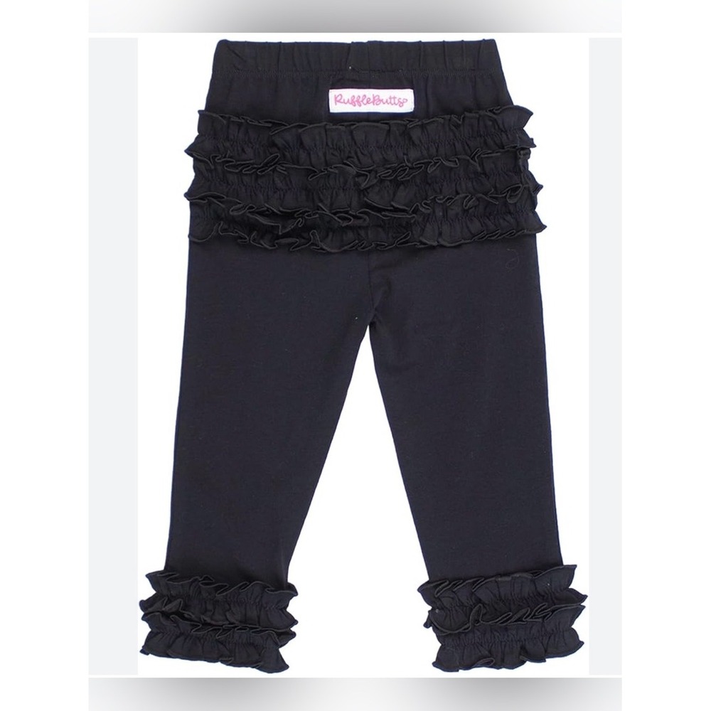 RuffleButts Black Everyday Ruffle Leggings 6-12 Months Signature Ruffle Butt